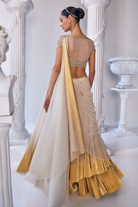 Mandira Wirk - Indian Embroidered Corset Layered Lehenga Set 