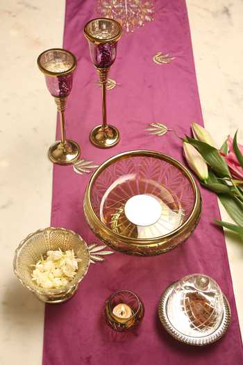 Shop_Amoliconcepts_White Glass, Aluminium Decorative Bowl_Online_at_Aza_Fashions
