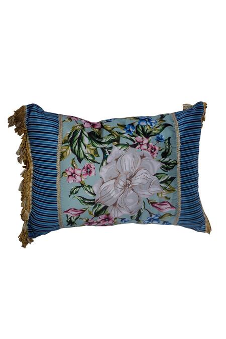 Buy_Sittara Workz_Blue Faux Silk Floral English Summer Print Bedding Set_Online_at_Aza_Fashions