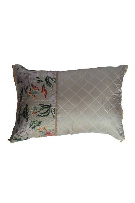 Sittara Workz_Ivory Faux Silk Flower English Summer Print Bedding Set_Online_at_Aza_Fashions
