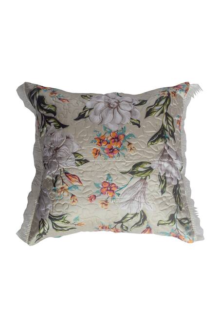 Buy_Sittara Workz_Ivory Faux Silk Flower English Summer Print Bedding Set_Online_at_Aza_Fashions
