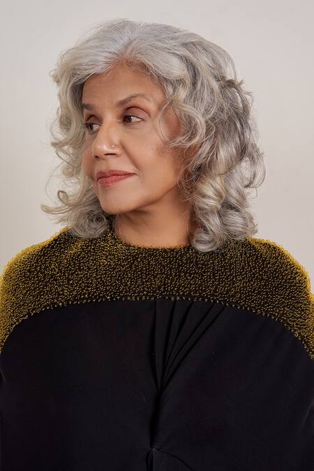 Somya Goyal_Black Polyester Embroidery Round Neck Eclipse French Twist Embellished Dress_Online_at_Aza_Fashions