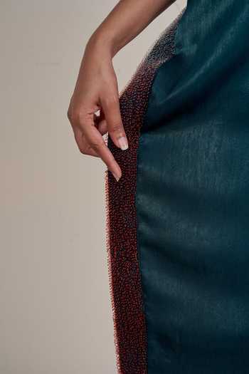 Buy_Somya Goyal_Green Viscose Embroidery Round Neck Ombre Taper Dress_Online_at_Aza_Fashions