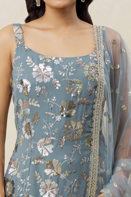 Buy Samyukta Singhania Grey Dupatta Net, Kurta And Gharara Georgette Sequin, Thread, Embroidered Set Online at Aza Fashions Buy_Samyukta Singhania_Grey Dupatta Net, Kurta And Gharara Georgette Sequin, Thread, Embroidered Set_Online_at_Aza_Fashions