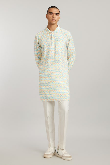 BUBBER COUTURE Miguel Pixel Print Kurta With Pant 