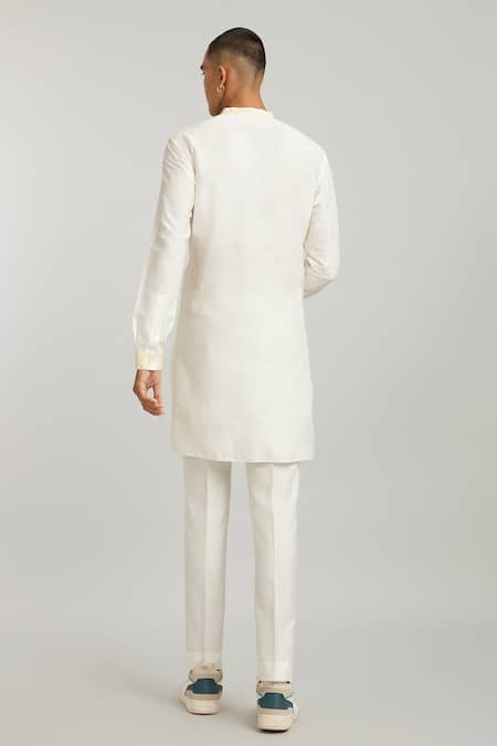 Shop_Bubber Couture_Off White Cotton, Silk Rafael Straight Kurta With Pant _at_Aza_Fashions