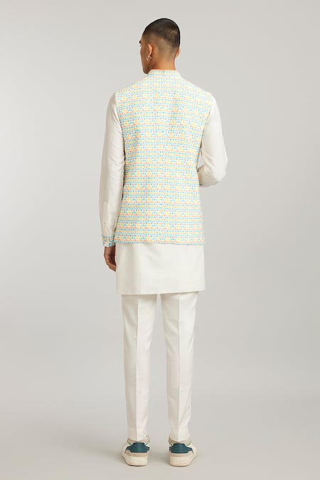 Bubber Couture Multi Color Geometric Diamond Print Bundi 