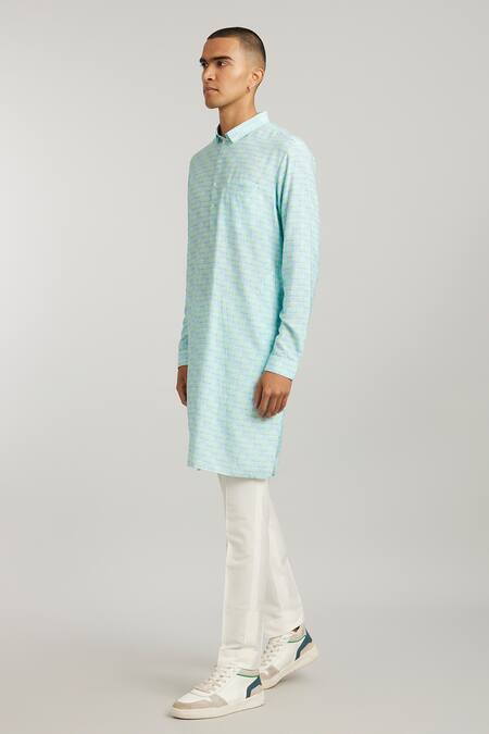 Buy Bubber Couture Green Cotton, Silk Rodrigo Cathedral Print Kurta With Pant Online at Aza Fashions Buy_Bubber Couture_Green Cotton, Silk Rodrigo Cathedral Print Kurta With Pant _Online_at_Aza_Fashions