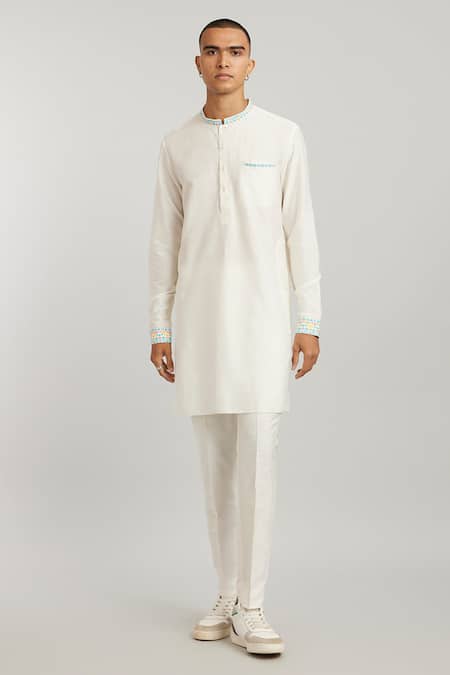 BUBBER COUTURE Off White Cotton Silk Printed Steffano Placement Kurta With Pant 