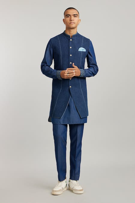 BUBBER COUTURE Bosco Quilted Pattern Sherwani Jacket 