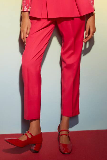 GG By Asha Gautam Pink Rose Lotus Placement Embroidery Underwater Jacket With Pant Online at Aza Fashions GG By Asha Gautam_Pink Rose Lotus Placement Embroidery Underwater Jacket With Pant _Online_at_Aza_Fashions