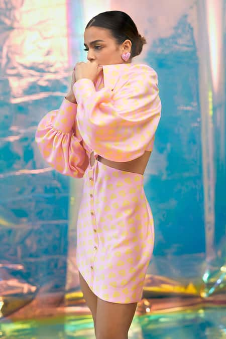 Buy Papa Don't Preach Pret Pink Satin Collared Pac Street Girl Print Dress Online at Aza Fashions Buy_Papa Don't Preach Pret_Pink Satin Collared Pac Street Girl Print Dress _Online_at_Aza_Fashions