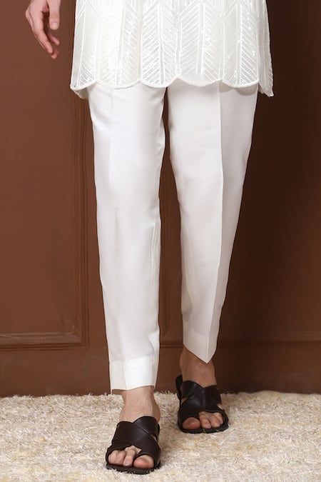 Buy Menero White Georgette, Chanderi Silk Sequins, Geometric Short Kurta With Pant Buy_Menero_White Georgette, Chanderi Silk Sequins, Geometric Short Kurta With Pant