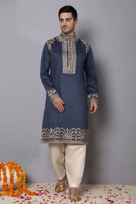 MENERO Thread Embroidered Kurta Pant Set 