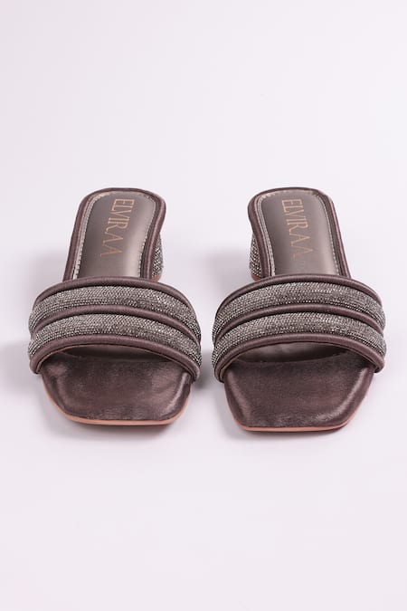 Elviraa By Pranali A Oswal Embellished Puffy Strap Heels 