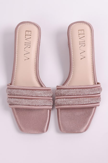 Elviraa By Pranali A Oswal Rhinestones Embellished Puffy Strap Heels 