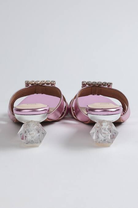 Buy_Elviraa By Pranali A Oswal_Purple Stone Embellished Buckle Heels _Online_at_Aza_Fashions