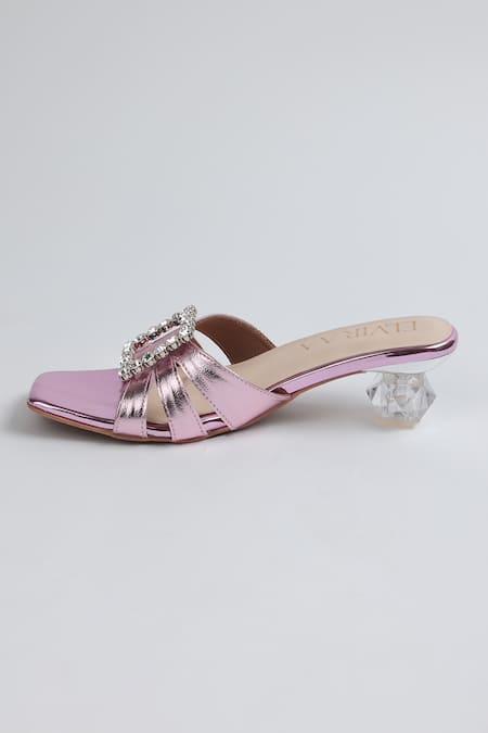 Elviraa By Pranali A Oswal Stone Embellished Buckle Heels 