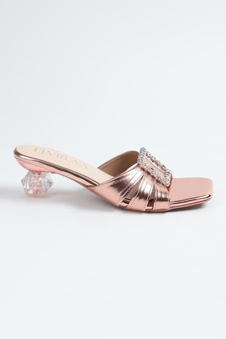 Elviraa By Pranali A Oswal Metallic Stone Embellished Buckle Heels 