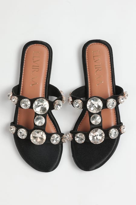 Elviraa By Pranali A Oswal Stone Embellished Strap Flats 