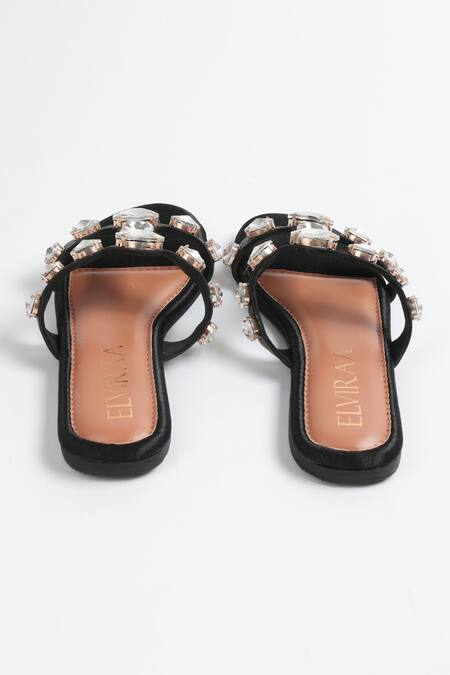 Elviraa By Pranali A Oswal Stone Embellished Strap Flats 