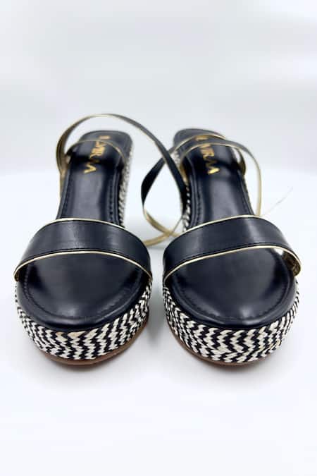 Elviraa By Pranali A Oswal Plain Jute Striped Wedges 