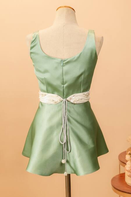 Shop Mehraki White Pearls, Sequins The Gallore Embroidered Belt at Aza Fashions Shop_Mehraki_White Pearls, Sequins The Gallore Embroidered Belt_at_Aza_Fashions