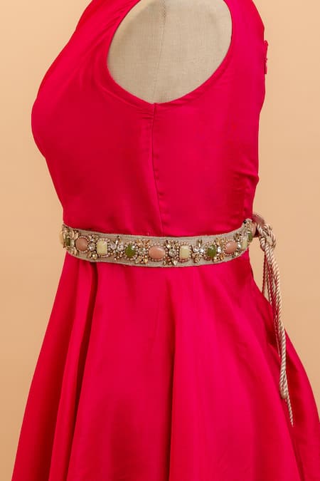 Mehraki_Beige Stone The Cove Embellished Belt _at_Aza_Fashions