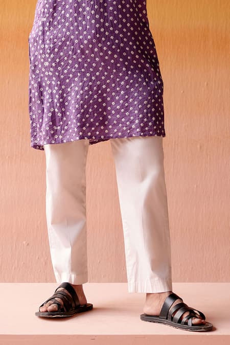 Buy_Twenty Nine_Purple Gabardine, Cotton Mirrors Bandhani Embroidered Kurta And Pant Set _Online_at_Aza_Fashions