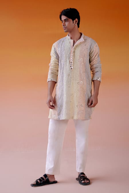 Twenty Nine Multi Color Georgette Embroidered Chikankari Panelled Kurta And Pant Set 