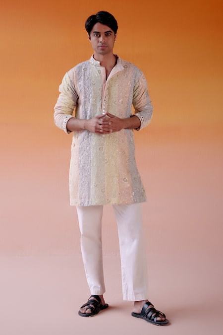 Buy Twenty Nine Multi Color Georgette, Cotton Chikankari Embroiderd Panelled Kurta And Pant Set Online at Aza Fashions Buy_Twenty Nine_Multi Color Georgette, Cotton Chikankari Embroiderd Panelled Kurta And Pant Set _Online_at_Aza_Fashions