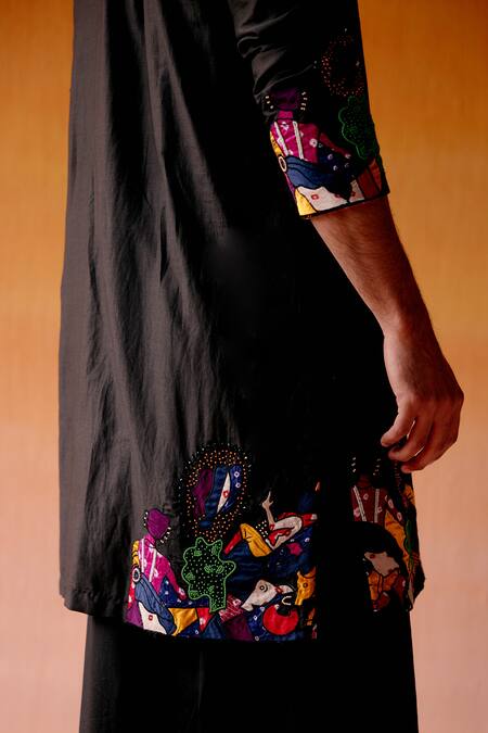 Twenty Nine Black Silk Mirrors, Embroidery Work Kurta And Pant Set Online at Aza Fashions Twenty Nine_Black Silk Mirrors, Embroidery Work Kurta And Pant Set _Online_at_Aza_Fashions