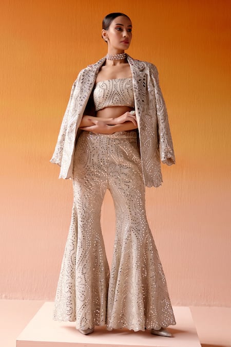 Buy_Twenty Nine_Ivory Tissue Embellished Mirror Work Sharara 