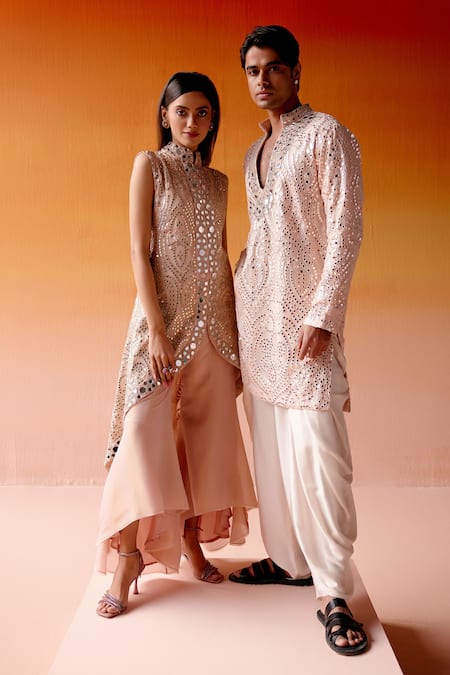 Shop_Twenty Nine_Pink Tissue Bell Bottom Pant _Online_at_Aza_Fashions