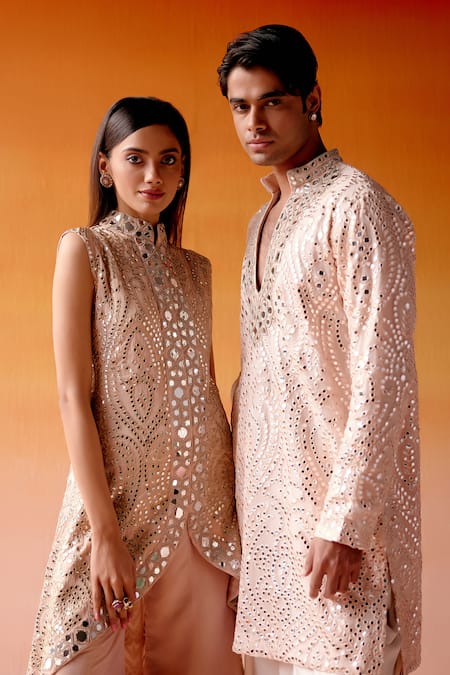 Twenty Nine_Pink Tissue Bell Bottom Pant _at_Aza_Fashions