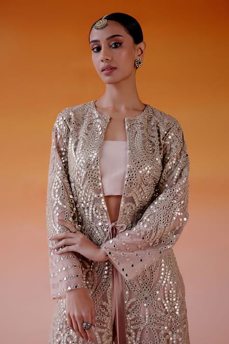 Shop_Twenty Nine_Pink Georgette Mirrors Jaali Embroidered Palazzo _Online_at_Aza_Fashions