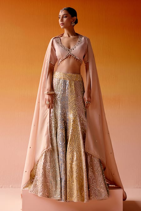 Buy Twenty Nine Multi Color Tissue Beads, Mirrors, Tassels V-neck Block Embellished Lehenga Set Online at Aza Fashions Buy_Twenty Nine_Multi Color Tissue Beads, Mirrors, Tassels V-neck Block Embellished Lehenga Set _Online_at_Aza_Fashions