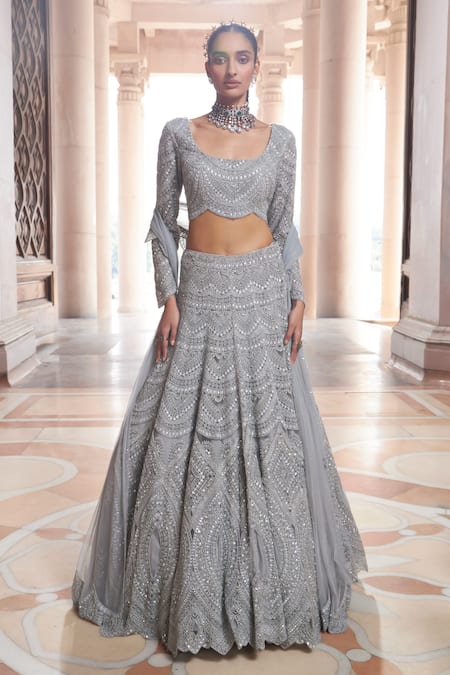 Ridhima Bhasin Zreh Chevron Embroidered Bridal Lehenga Set 
