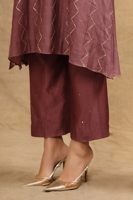 Trendy Tokari Purple Silk, Chanderi, Polyester Embroidery, Sequins Sitara Work Kurta Set Online at Aza Fashions Trendy Tokari_Purple Silk, Chanderi, Polyester Embroidery, Sequins Sitara Work Kurta Set _Online_at_Aza_Fashions