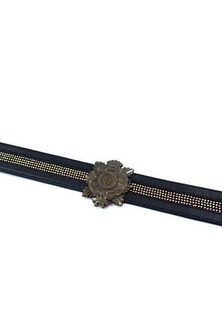Buy_S&N By Shantnu Nikhil_Black Crystals Aerial Crested Belt_Online_at_Aza_Fashions