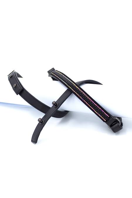 S&N By Shantnu Nikhil Black Metallic Thread Embellished Braided Effect Belt Online at Aza Fashions S&N By Shantnu Nikhil_Black Metallic Thread Embellished Braided Effect Belt_Online_at_Aza_Fashions