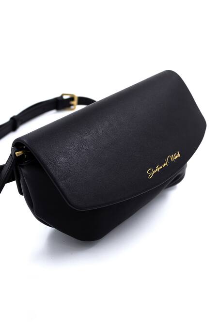 Shop_S&N By Shantnu Nikhil_Black Rebelle Sling Bag_Online_at_Aza_Fashions