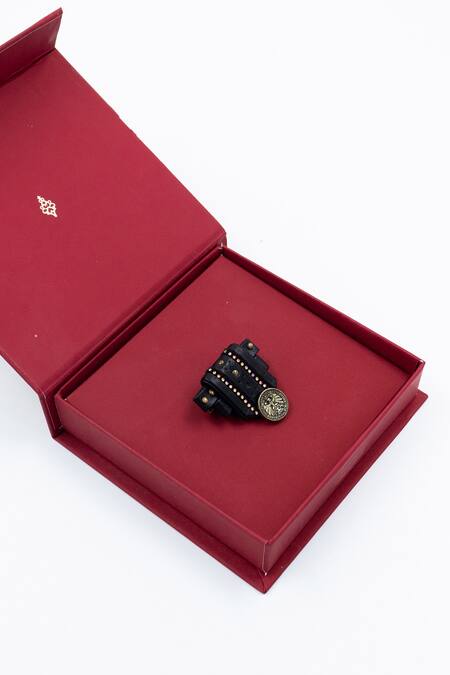 S&N By Shantnu Nikhil_Black Studs Metallic Coin Embellished Brooch_Online_at_Aza_Fashions