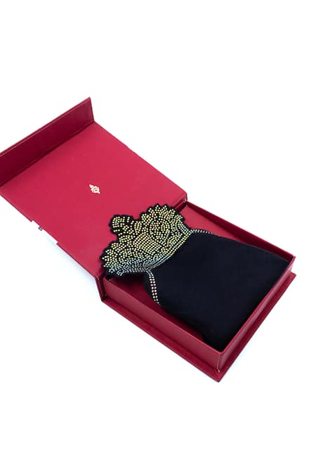 S&N by Shantnu Nikhil Black Embellished Diamante Pocket Square 