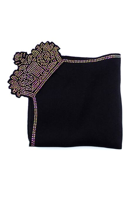 Shop S&N By Shantnu Nikhil Black Diamante Embellished Pocket Square at Aza Fashions Shop_S&N By Shantnu Nikhil_Black Diamante Embellished Pocket Square_at_Aza_Fashions