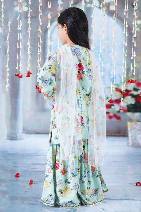 Little Bansi Botanic Fleur Print Kurta Sharara Set 