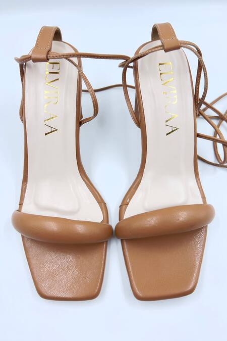 Elviraa By Pranali A Oswal Textured Tie-Up Block Heels 