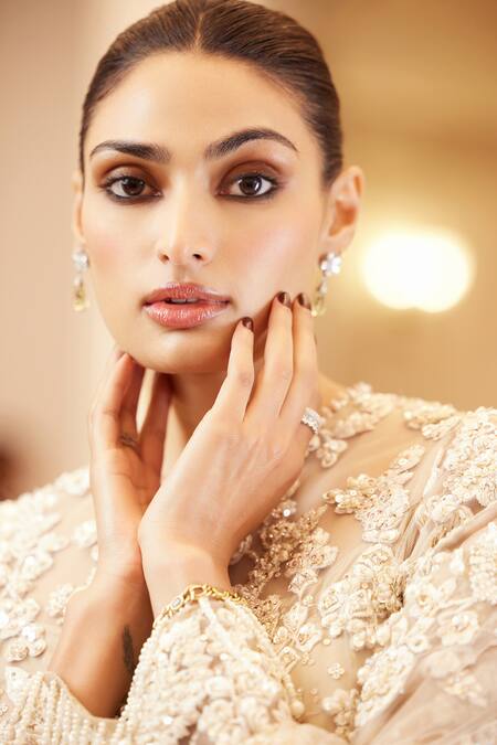 Buy Seema Gujral Beige Net Embroidered Floral Round Sheer Kurta Sharara Set Buy_Seema Gujral_Beige Net Embroidered Floral Round Sheer Kurta Sharara Set