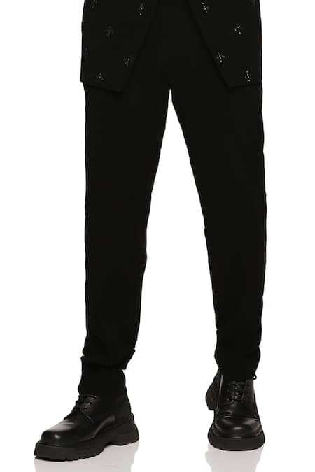 Paresh Lamba Signatures Black Cupro Plain Straight Fit Trouser Online at Aza Fashions Paresh Lamba Signatures_Black Cupro Plain Straight Fit Trouser _Online_at_Aza_Fashions