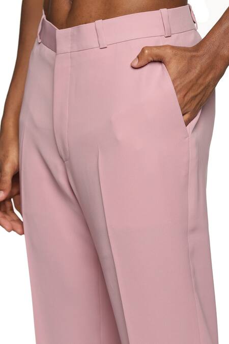 Paresh Lamba Signatures_Pink Cupro Plain Color Block Panelled Trouser  _Online_at_Aza_Fashions